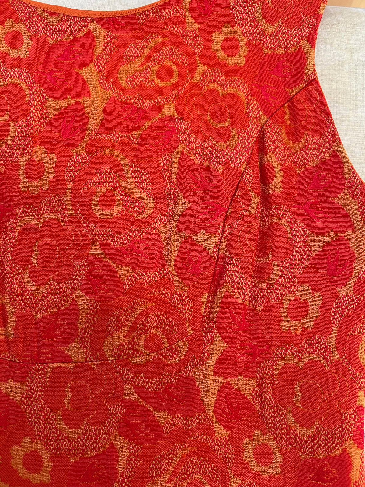 Vintage 1960s Mod Orange Micro Mini Dress Palm Royale 60s 70s sz XXS Teen Sz 14