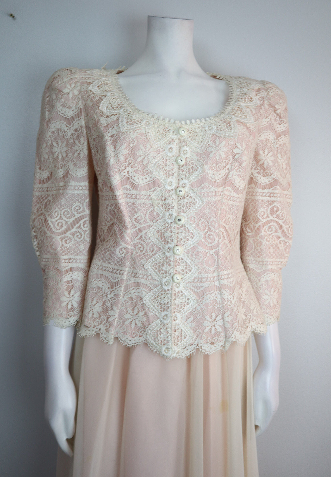 Cachet by Bari Protas Vintage 2-Piece Dress Skirt & Top Size 9/10 Light Pink
