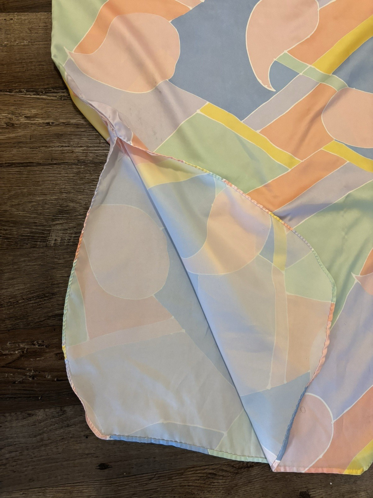 Vtg Yolande Kaftan Dress Geometric Print Peach Petite Small/Med Nightgown