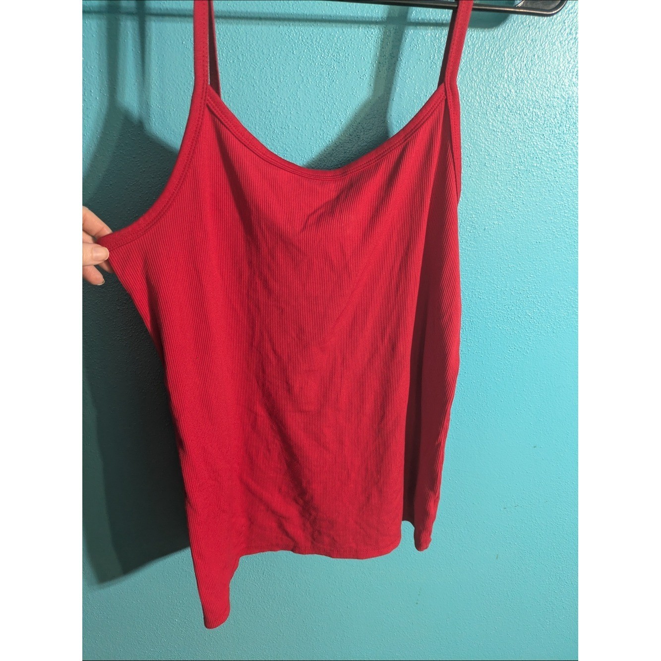 Red Ribbed Cami Tank | Y2K Aesthetic | XL