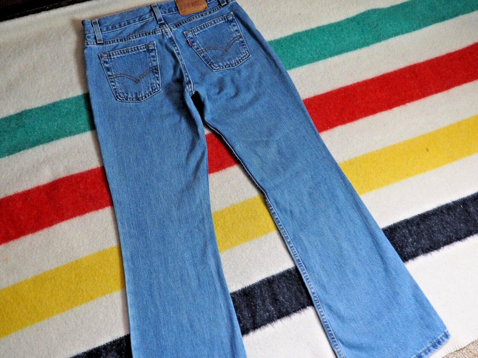 VTG 90s LEVIS 514 Superlow Flared Faded USA Made Blue 29×31 Denim Hippy Jeans