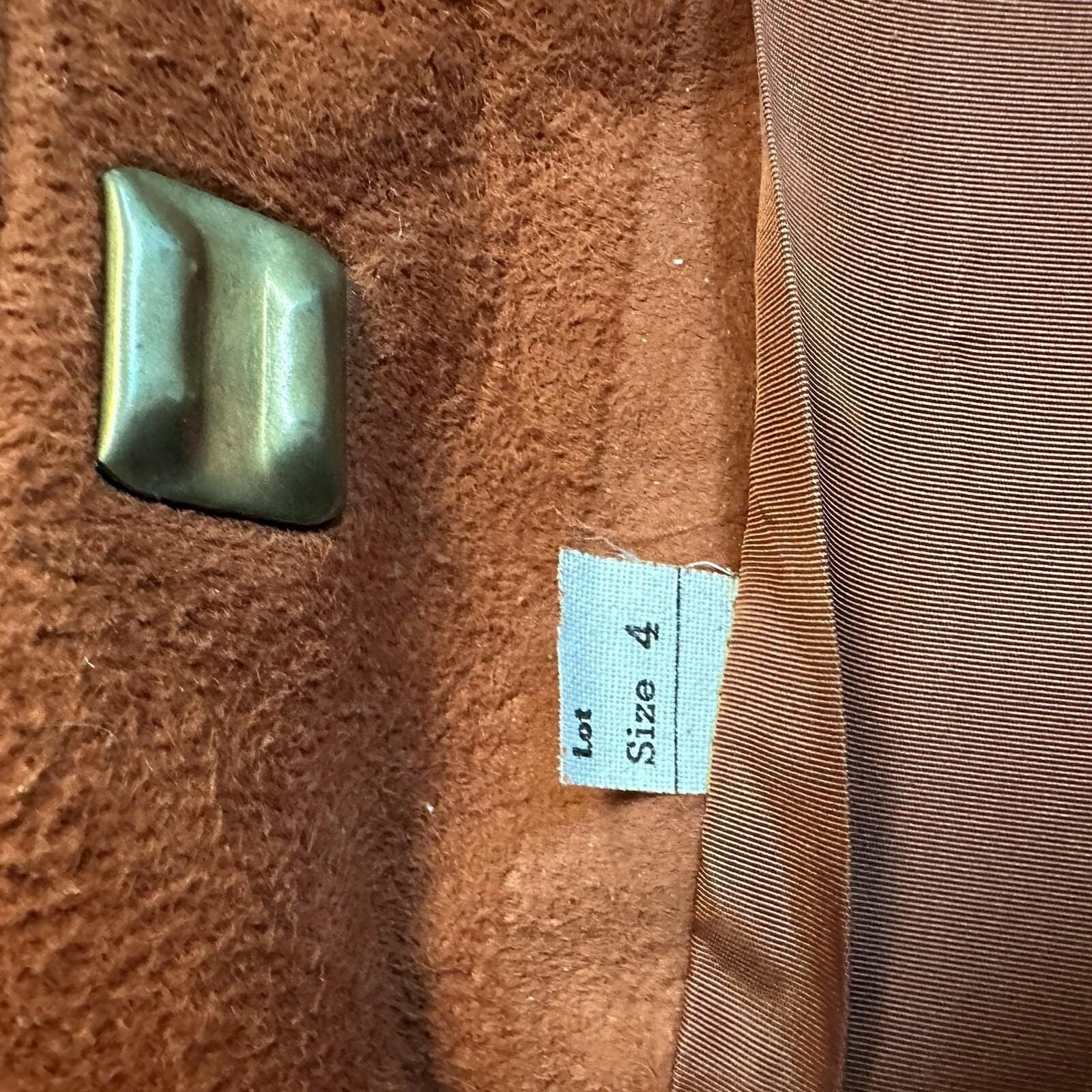 Vintage Hippie Rust Orange Suede Leather Cape Sleeve Coat Jacket Open Sides