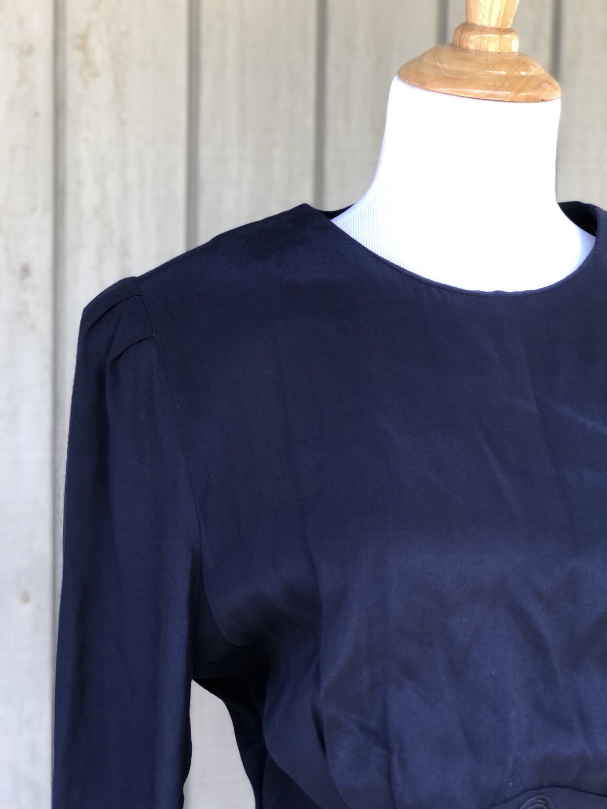 Vintage 70s Karin Stevens Beaded Embroidered Whimsical Navy Blue Maxi Dress 6