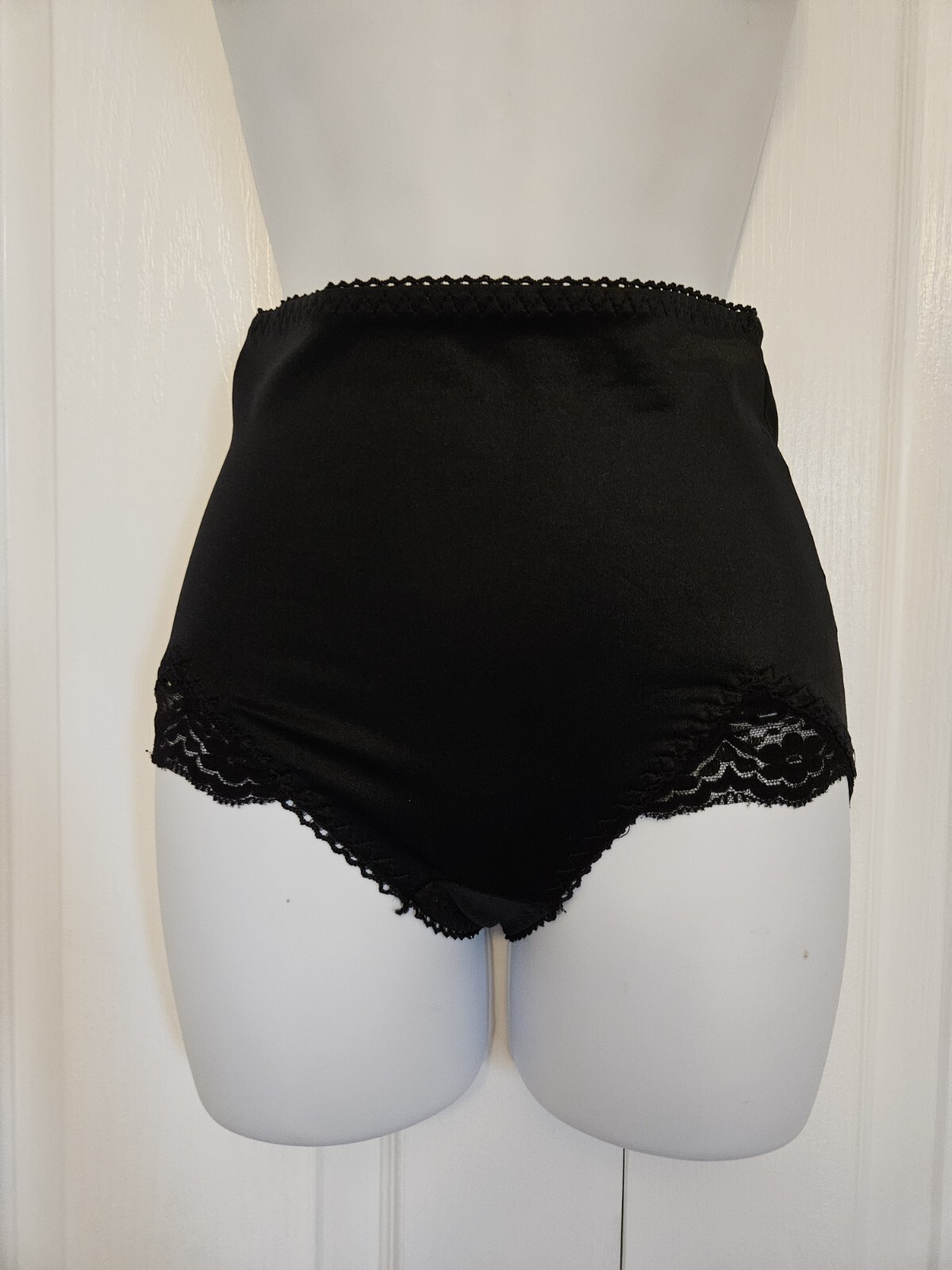 Vintage Shaper Brief Panty Black Shiny Smooth Cupid Union Made USA 2105 Size S/M