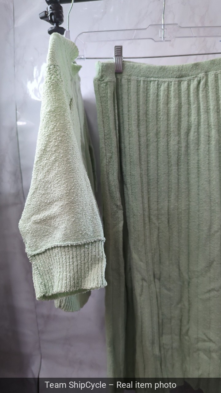 Vintage 1950s Lofties Sea Foam Green 3 Piece Knit Skirt Set Med Lg G2U