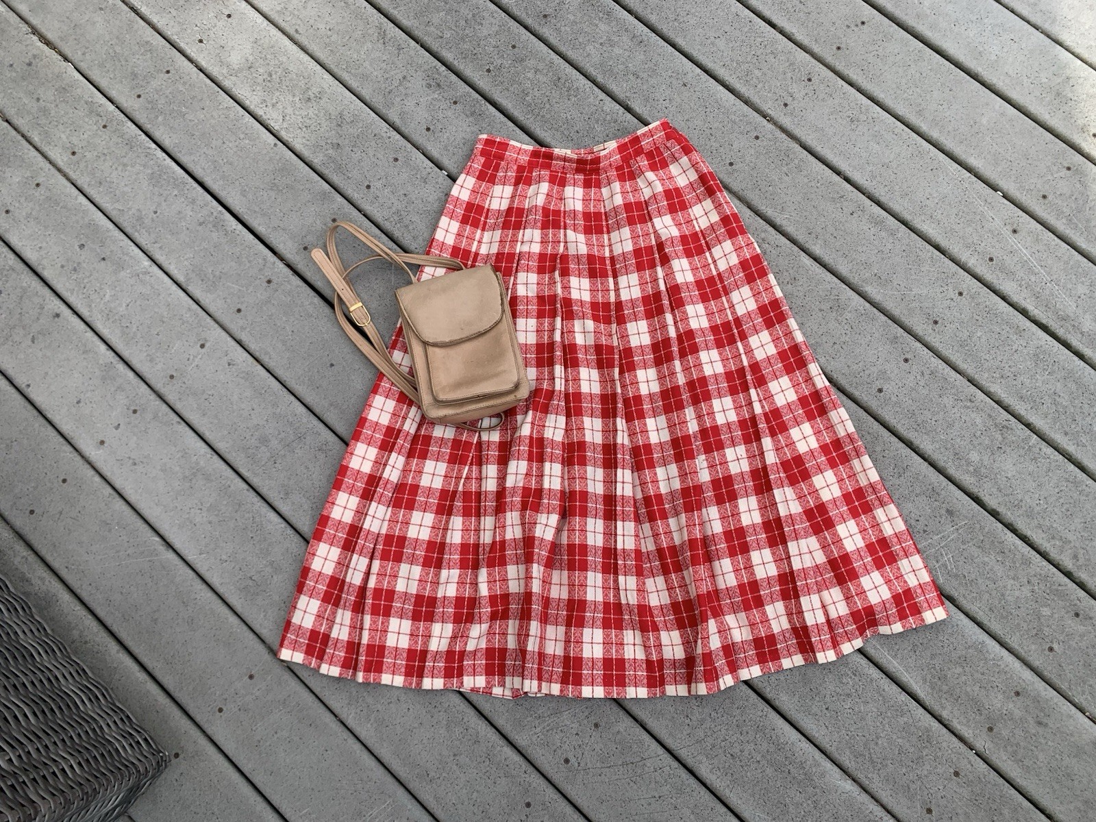 Vintage Plaid Pendleton A-Line Midi Skirt | High Waisted Checkered Riding Skirt