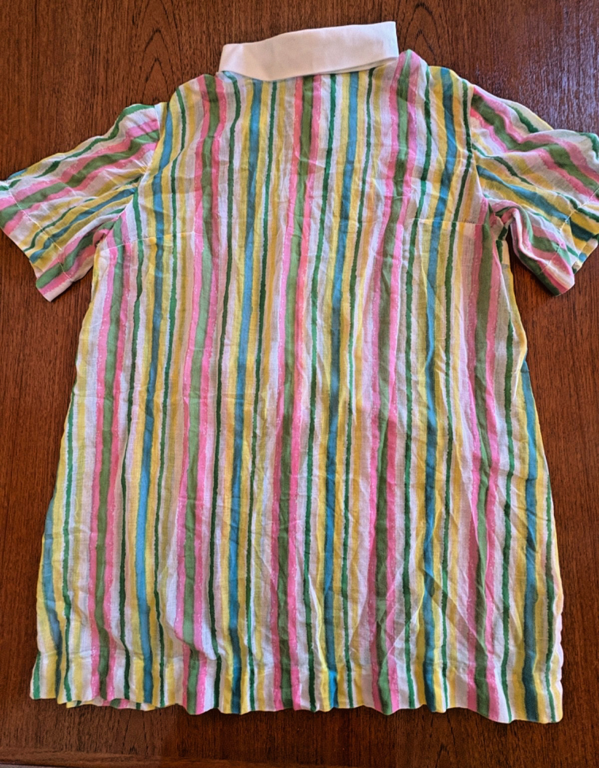 Vintage 60s Handmade Circus Rainbow stripe Parachute Dress Sheer L Needs TLC