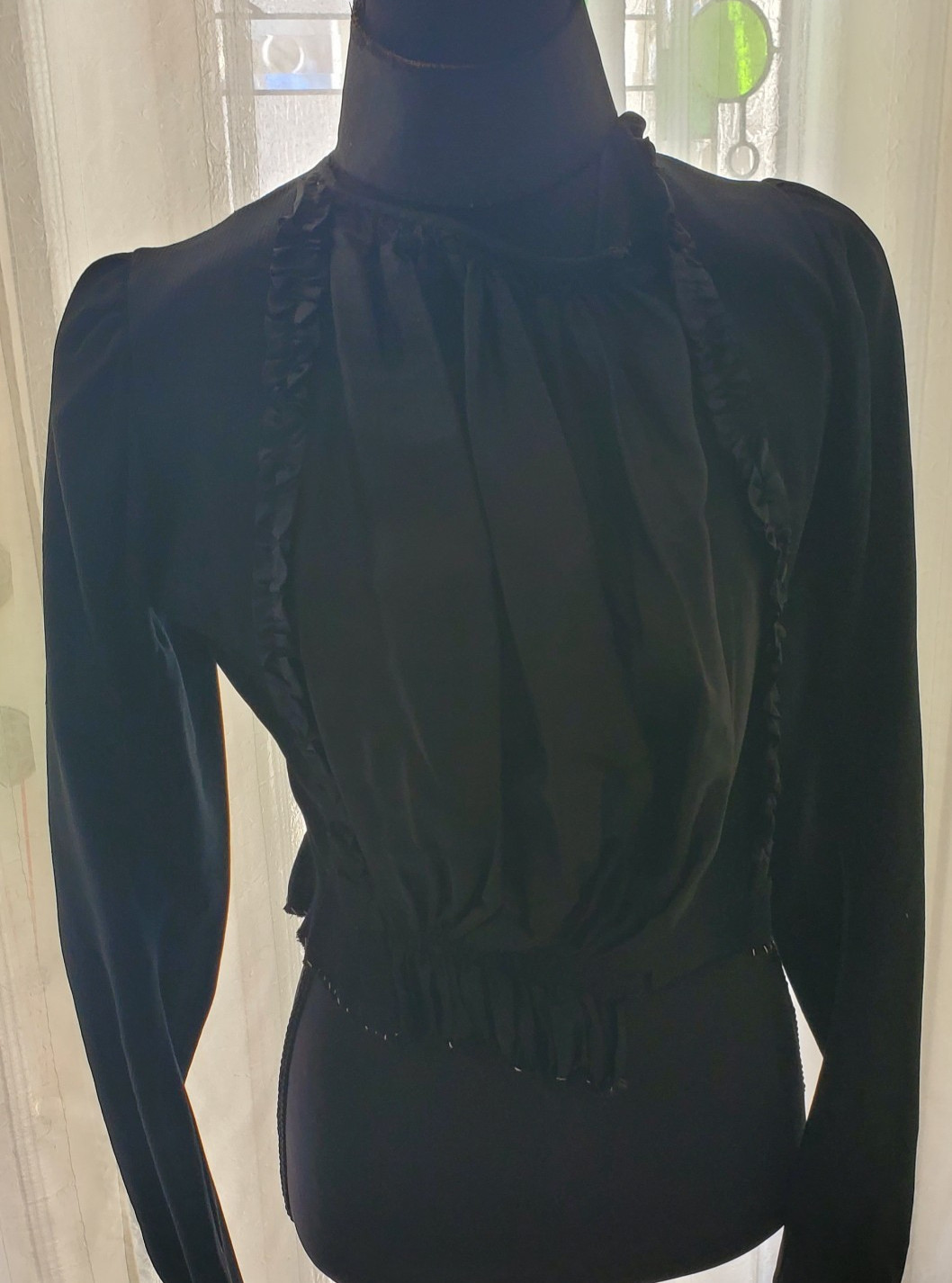 Rare Antique Victorian Womans Black Jacket 22&Prime; Waist