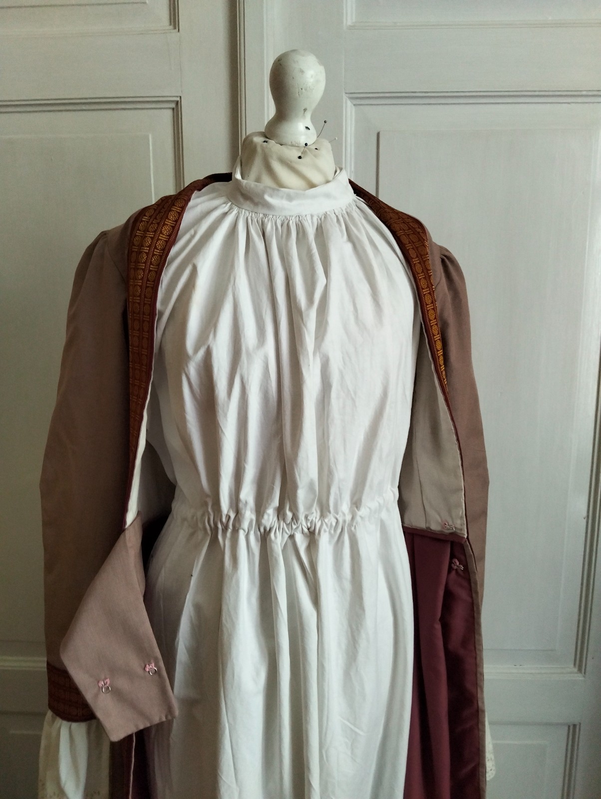edwardian style dressing gown antique like Victorian reenactment