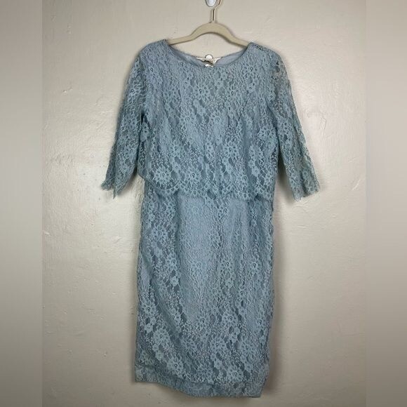 Vtg 50s/60s Carol Brent Blue Lace Dress Length 41.5 MEDIUM