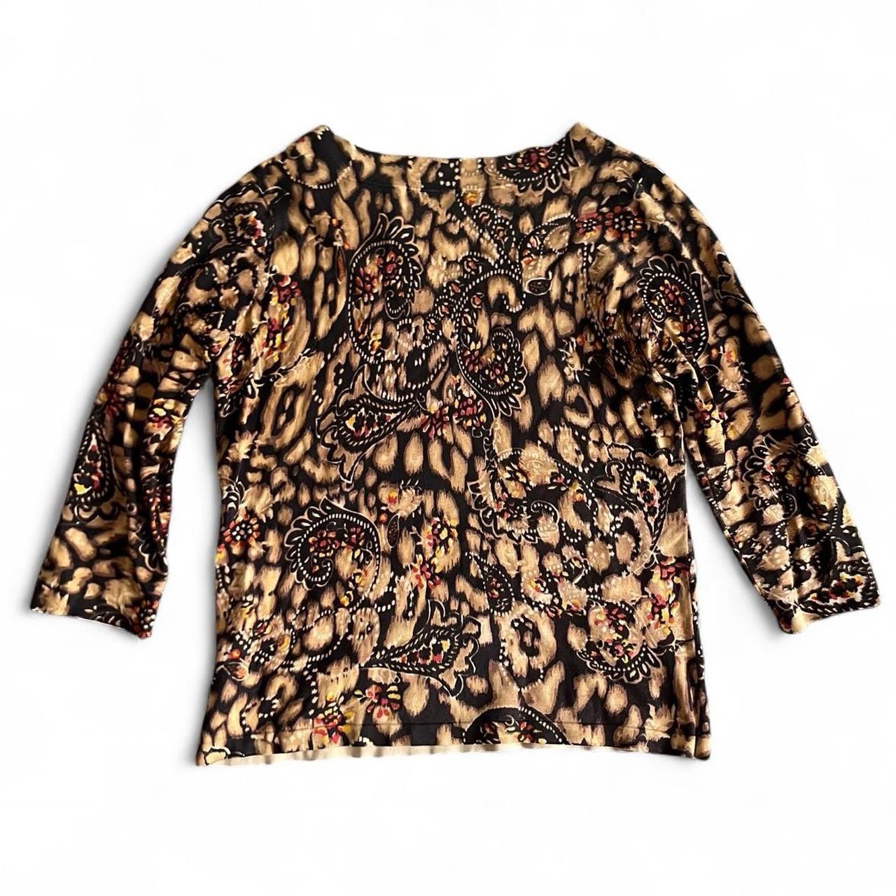 2000s Vintage Tuscan Avant Garde Beaded Top Jones New York L