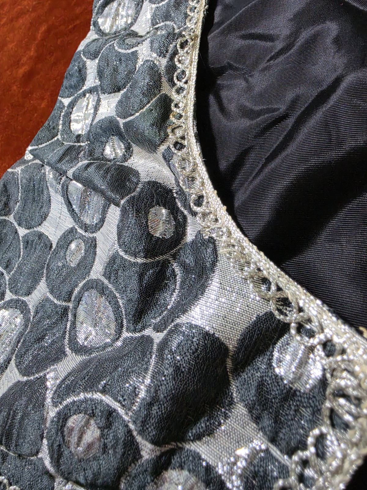 Vintage 60s 70s Silver Metallic Polka Dot Bolero Top Vest Glitter Disco Small