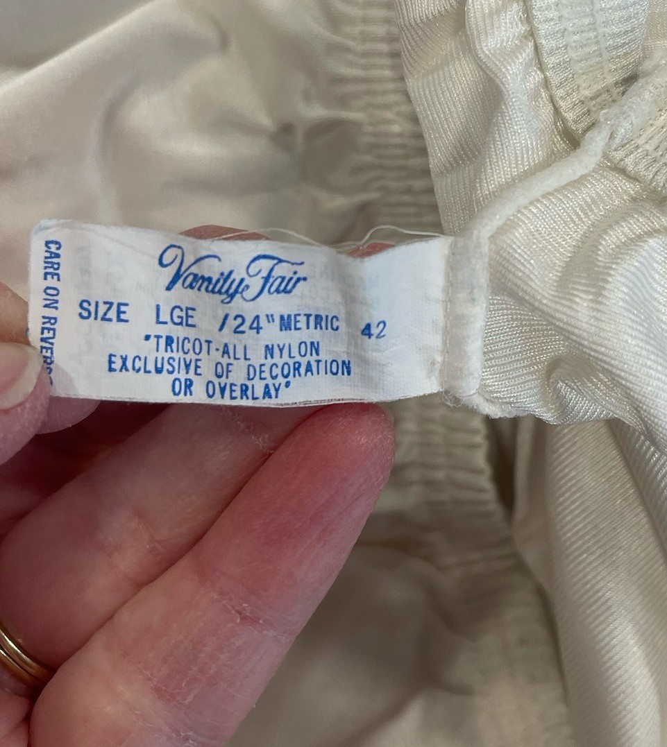 Vintage Vanity Fair Half Slip Size Large Ivory Lace Slit Made In USA 24” Modest