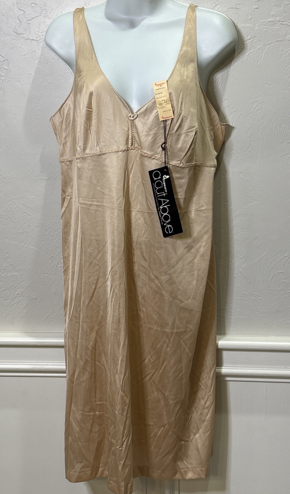 vintage formfit a cut above full length beige nude slip 42 tall