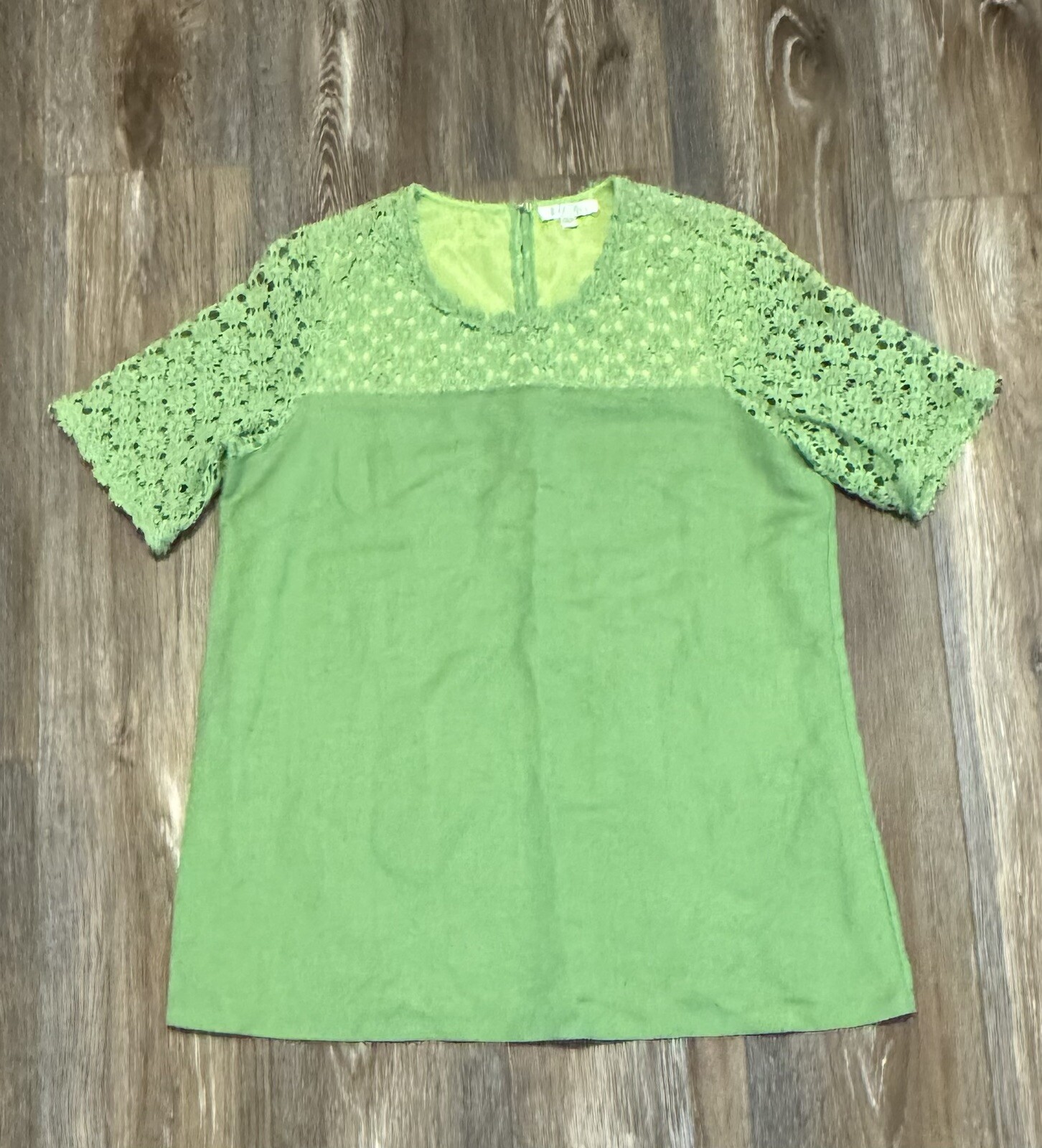 Vintage Jade Melody Tam Green Crocheted Lace Floral Linen Blend Size M