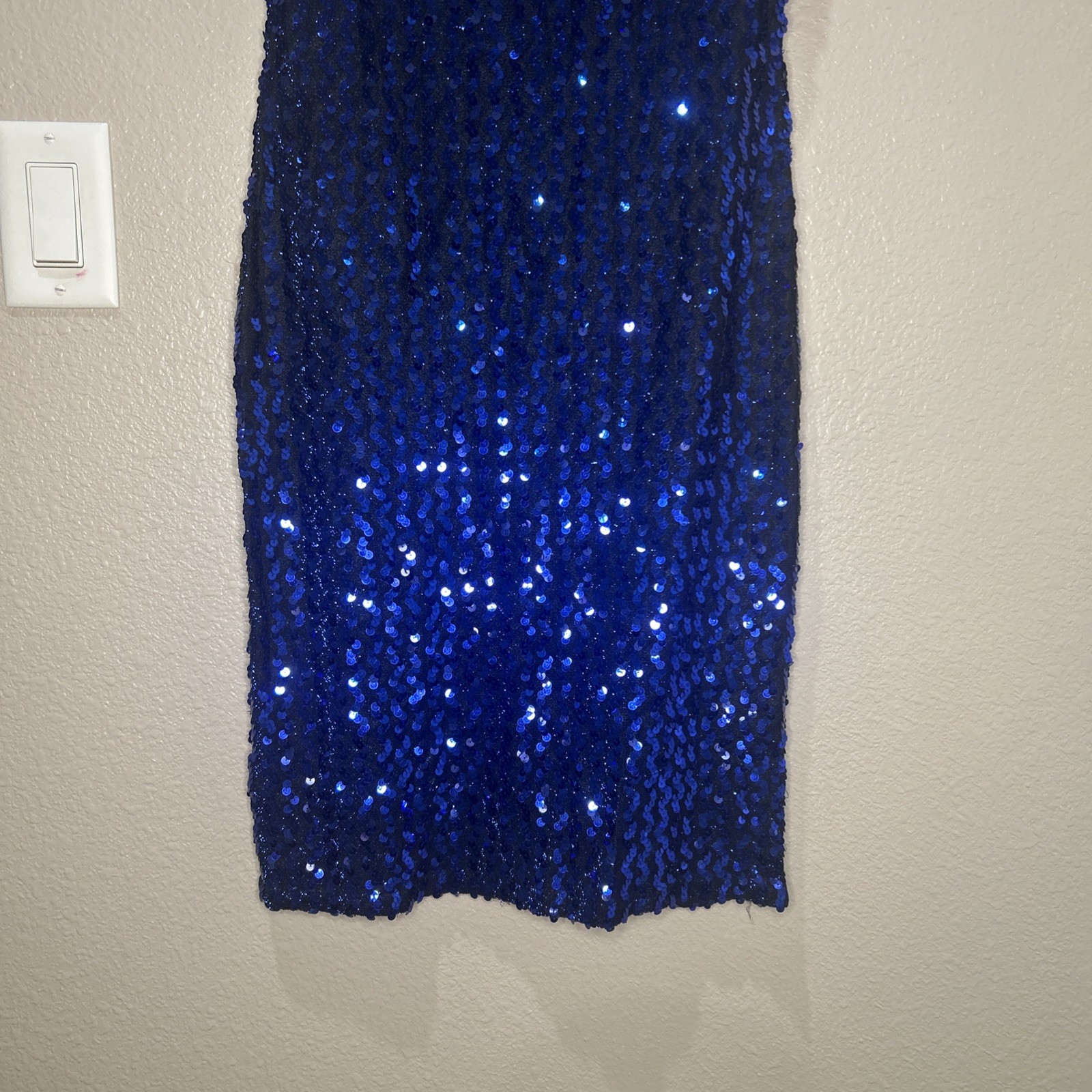 Vintage Fredericks Of Hollywood Blue Sequins Wiggle Dress Party Vegas Cocktail M