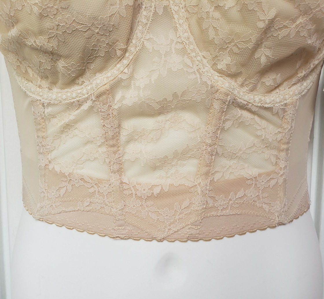 Vintage Backless by Young Smoothie Longline Corset Bra Size 36D Beige NEW