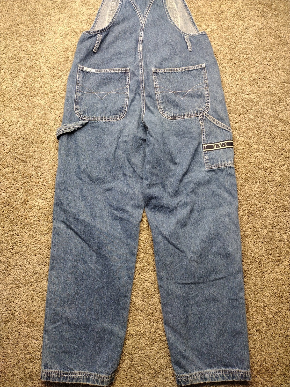 VTG RVT Denim Straight Leg Light Wash Jean Carpenter Bib Overalls Women&rsquo;s M Y2K
