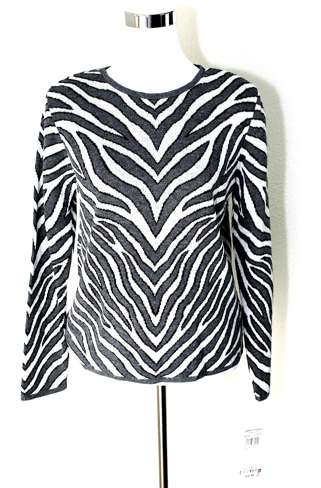 Y2K VTG NWT ALFRED DUNNER Pullover Sweater Top Sz. S/P Animal Print Zebra #03