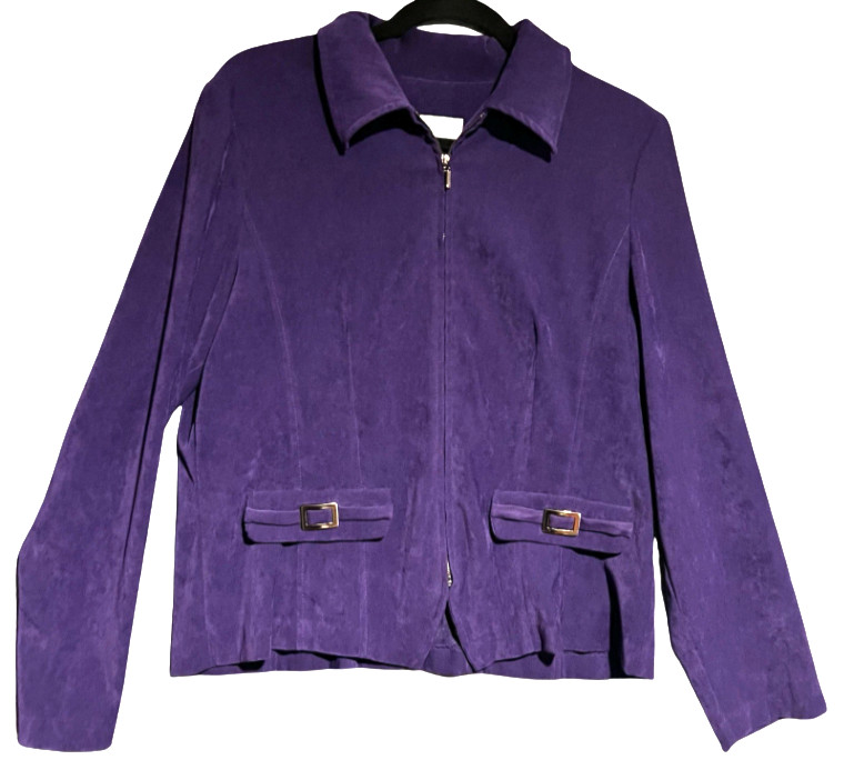 VTG Dressbarn Plum Purple Zip Front Spring Jacket Blazer Medium Office Wear