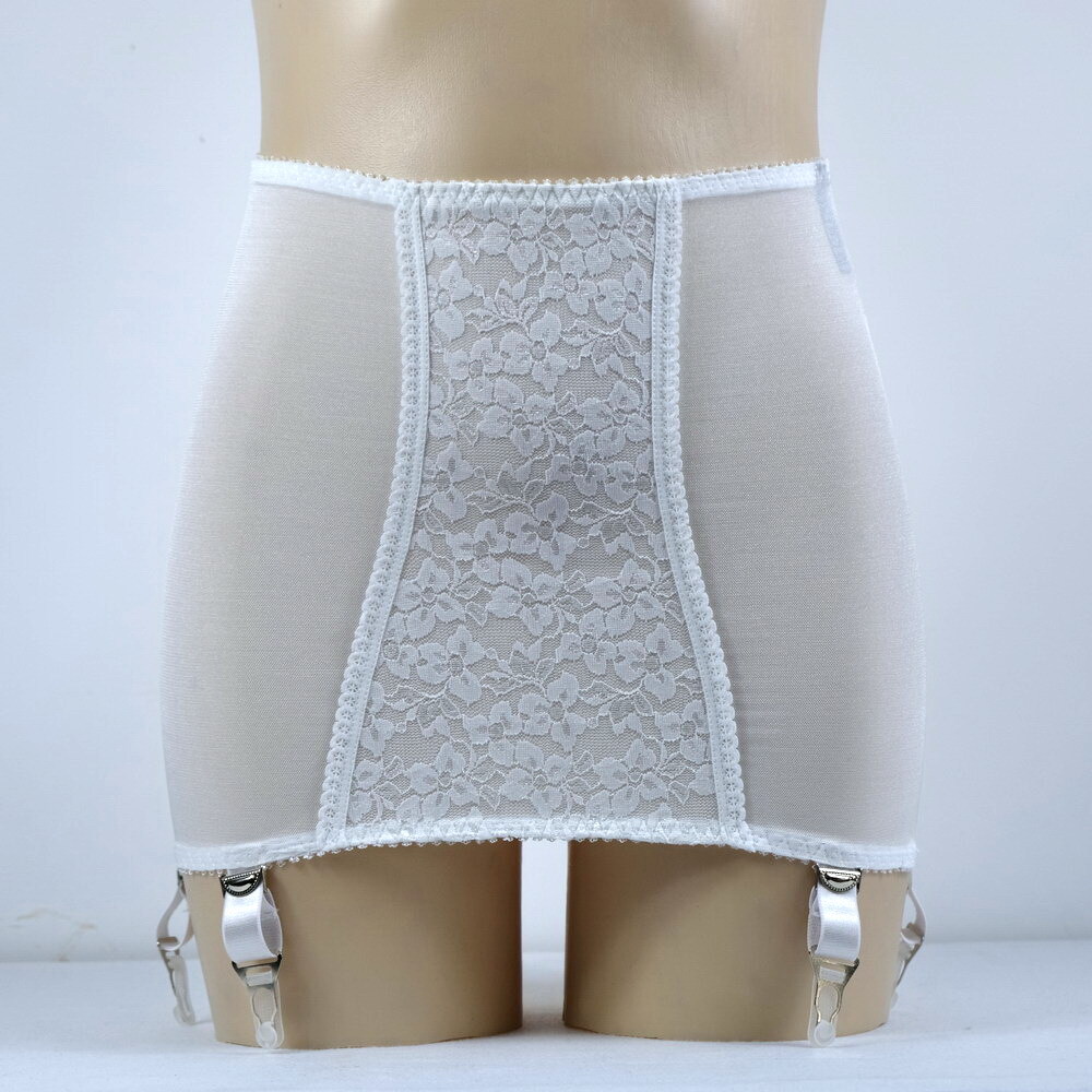 Luxallacki Open Bottom Girdles Lace Panel 6 Straps Garter Belt Underwear