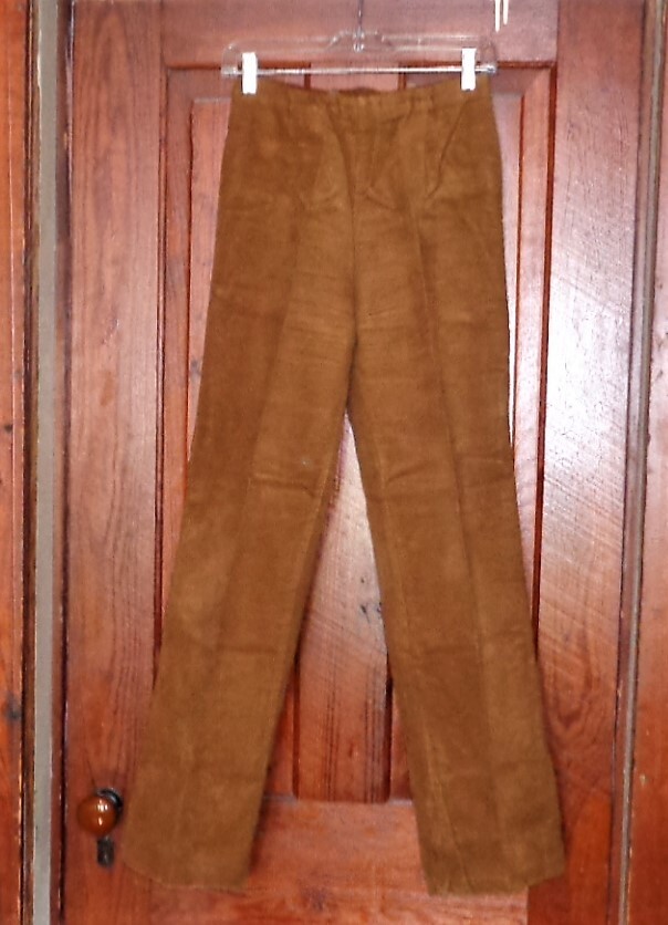 Vintage faux sued bell bottom pants no label, Jr.s size 5, zip up the back