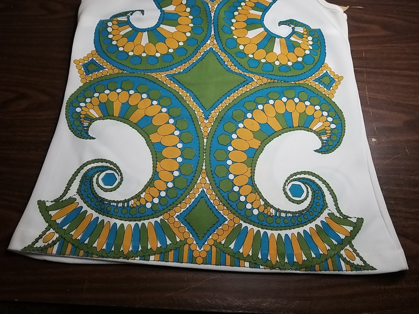 VTG 1960s 70s Mod Tunic Top Sleeveless Psychedelic Art Nouveau Paisley Print M/L