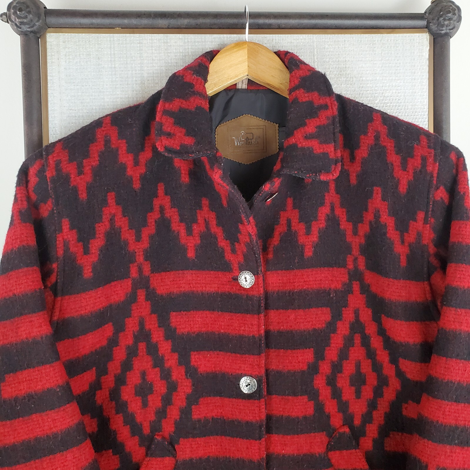 VTG WOOLRICH USA Size Small Womens Wool Aztec Southwest Chore Barn Jacket Coat