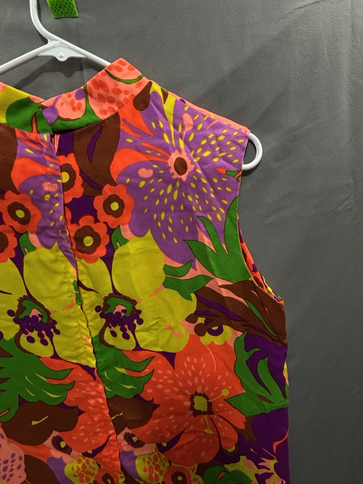 Vintage Sun Fashions of Hawaii Floral Dress Woven Cotton Bold Flowers Sleeveless