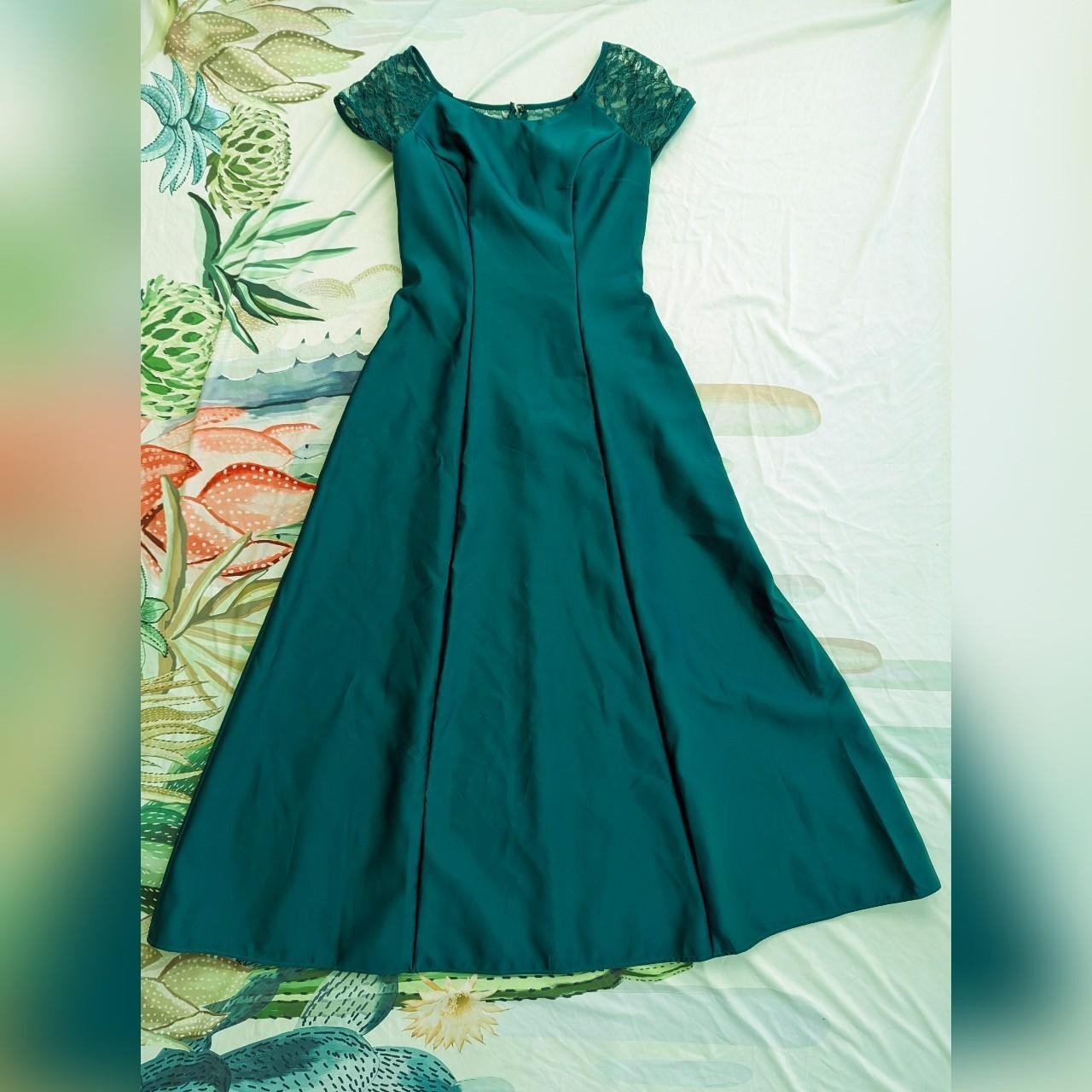 Vintage 80&rsquo;s Alfred Angelo For JCPenney Emerald Green Satin Gown