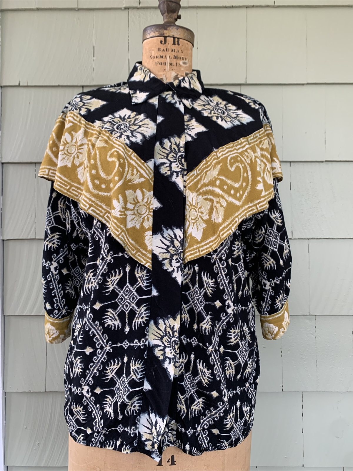 Vintage 90s Componix Marsha Brander Ruffle Blouse Top M Art To Wear B 42