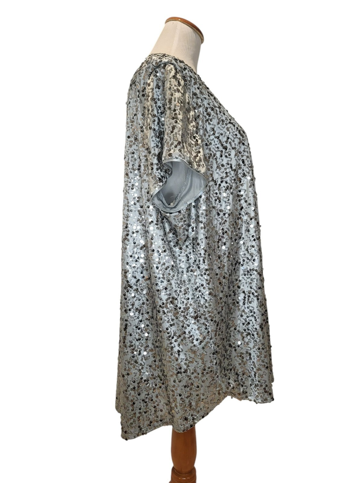 Vintage Roaman&rsquo;s Silver Sequin Sparkle Disco Glitter Glam Blouse Top Shirt 22W
