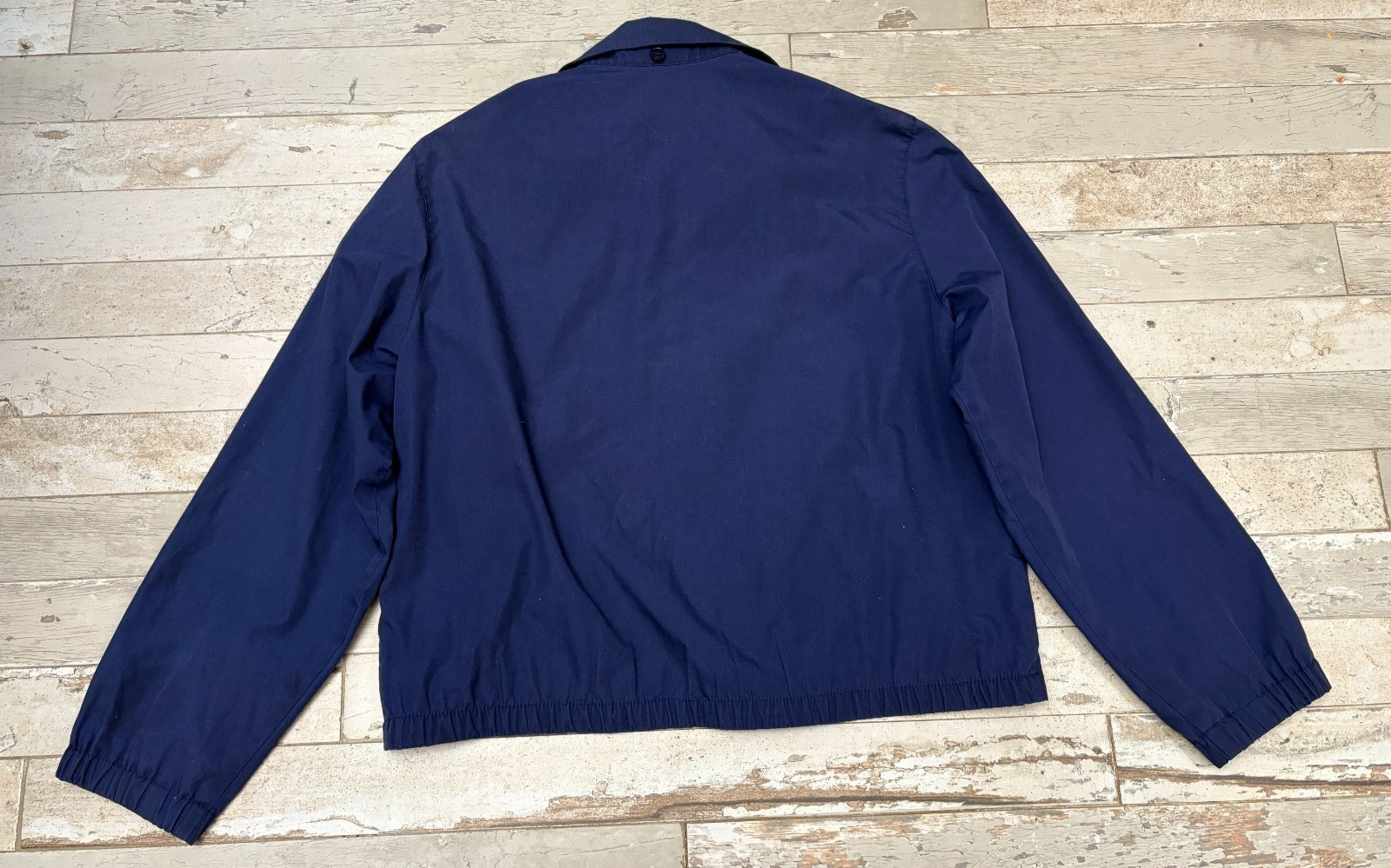 VTG Etienne Aigner Jacket Harrington Bomber Blouson Woman Size 12 Navy CROPPED