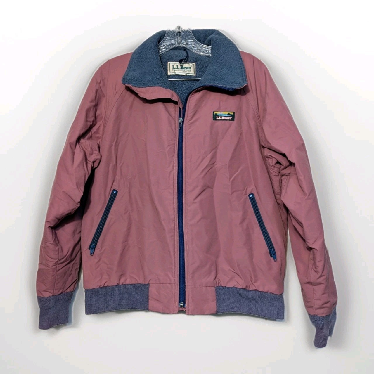 L.L. Bean Nylon Fleece Lined Bomber Jacket Mauve Pink Women&rsquo;s M/L Vintage 80&rsquo;s
