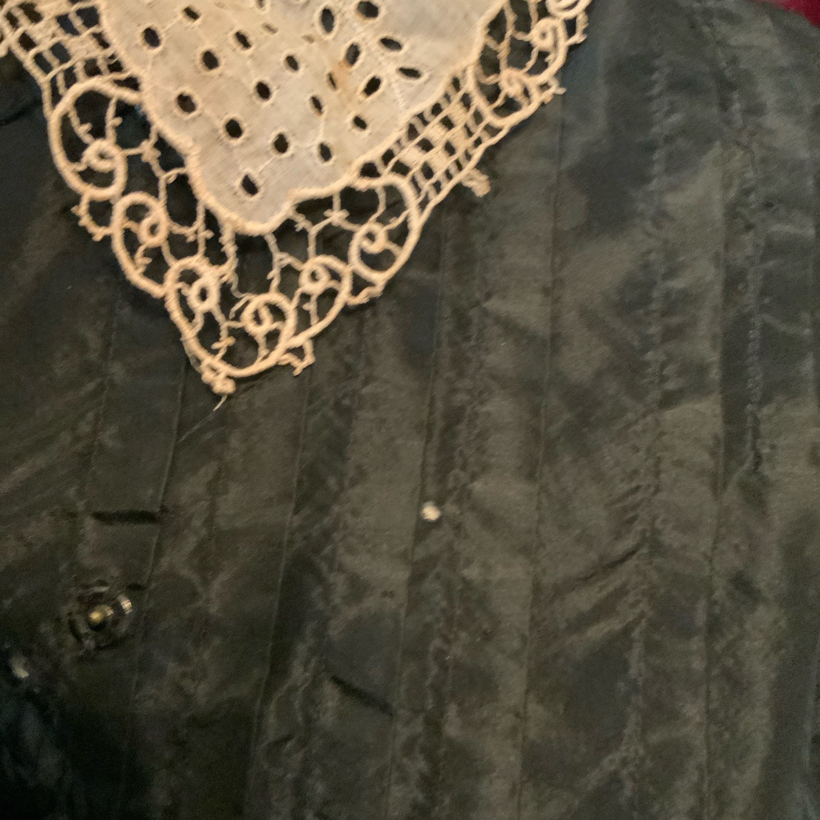 Antique Black TAFFETA WOMENS BLOUSE, 1890 to 1900s Restore SEE Description