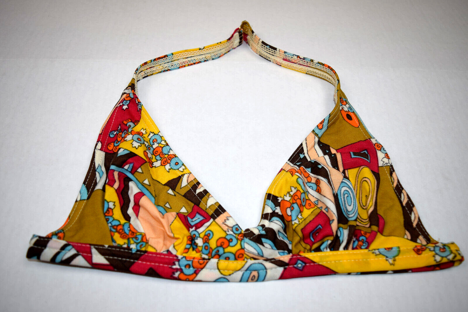 Swimsuit Bikini VTG 60s Pop Art Patchwork Bikini Sz 10 XS/S French Canadian