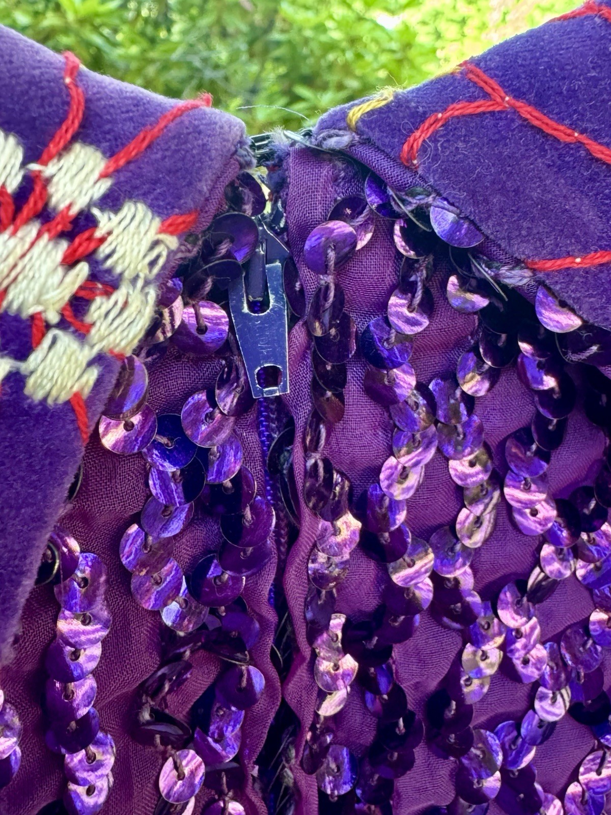 Oscar de la Renta Boutique 1960s Purple Sequin Maxi Dress Bohemian Size 10