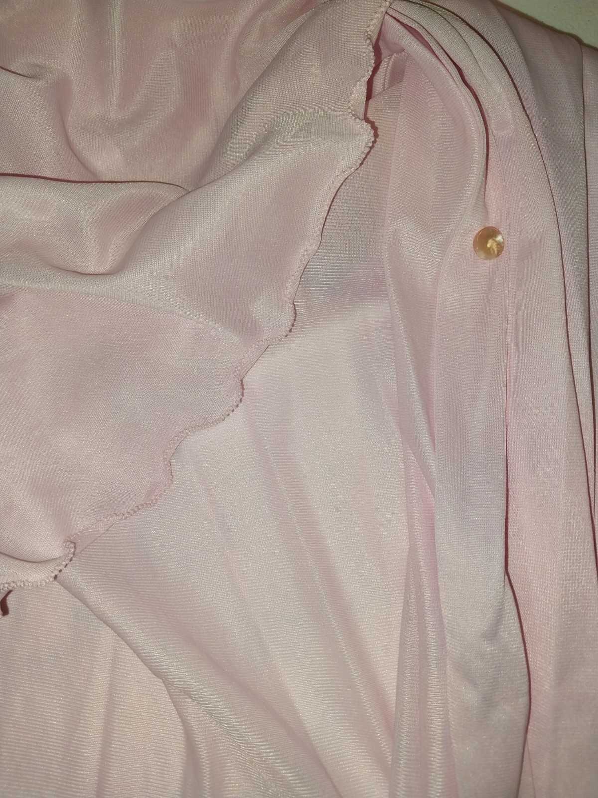 VTG Silky Nylon Pink Sissy Layer Ruffles Sleep nightie robe LONG 50S P/S 36&Prime; NEW