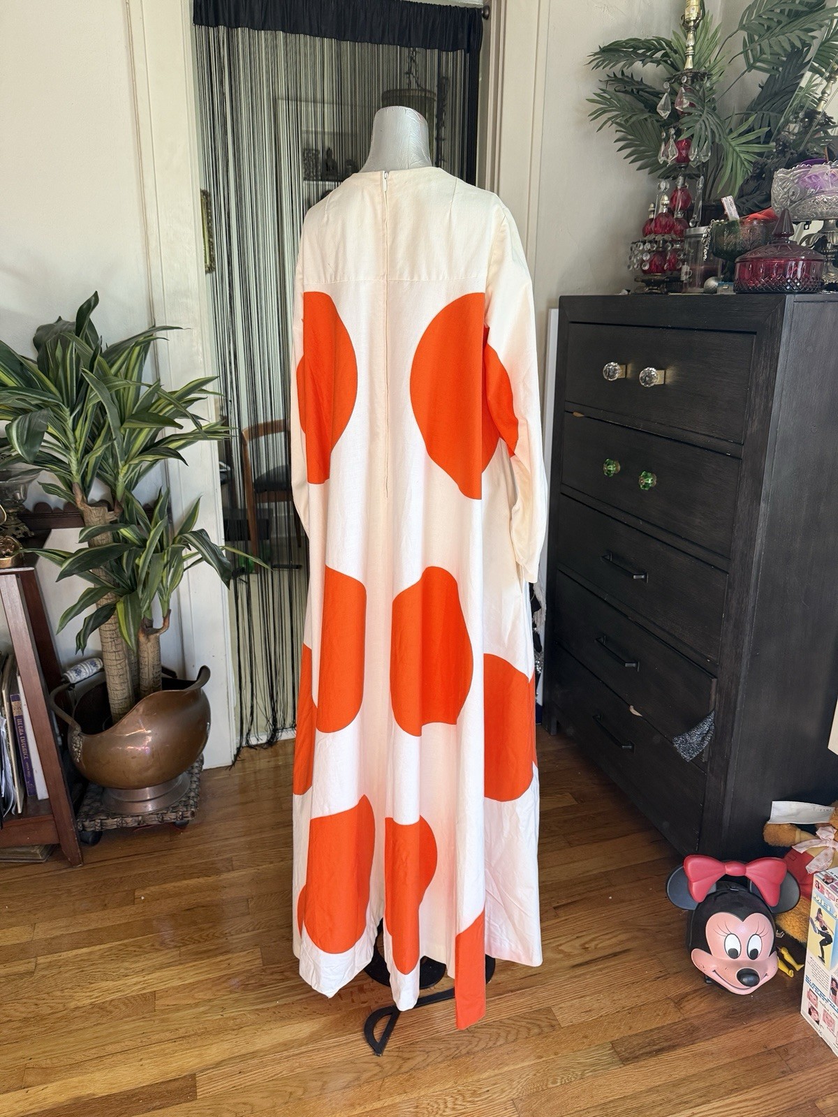 1960s Couture The Clothes Horse Brand Polka Dot Maxi Dress Long Sleeve vintage