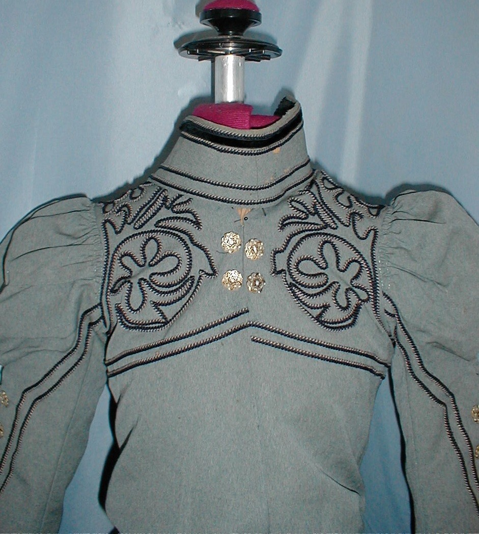 Antique Dress Seafoam Green Wool 1890&rsquo;s Victorian Braided Trims