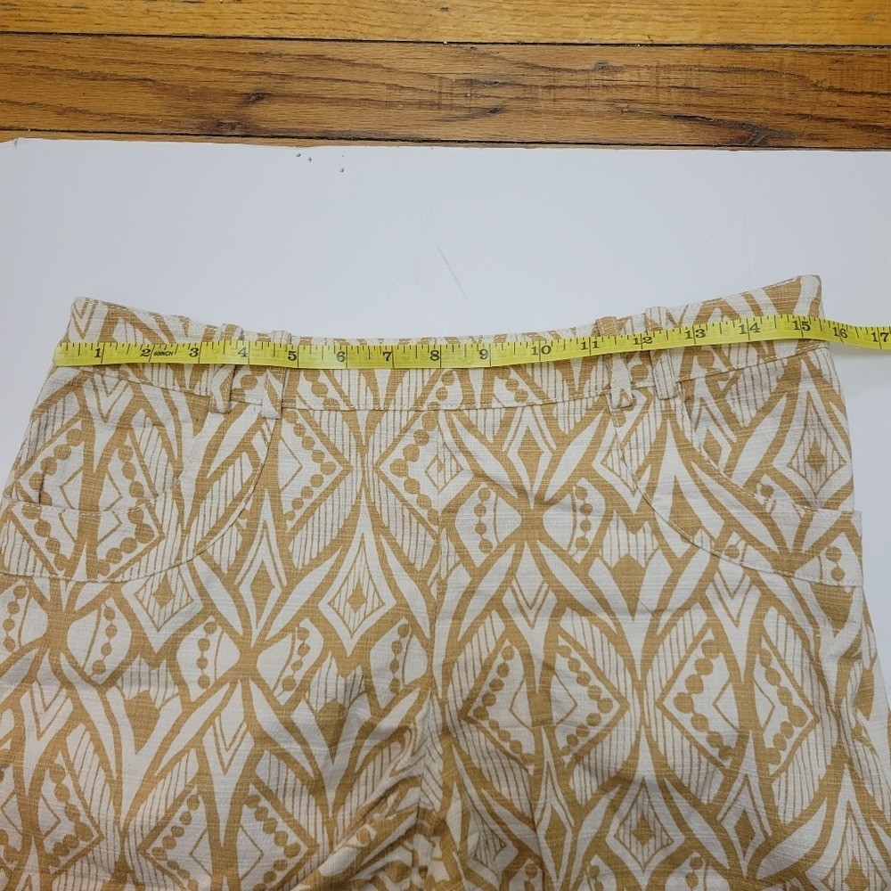 Anthropologie Elevenses Tiled Tide Shorts Mustard Yellow Tribal Boho