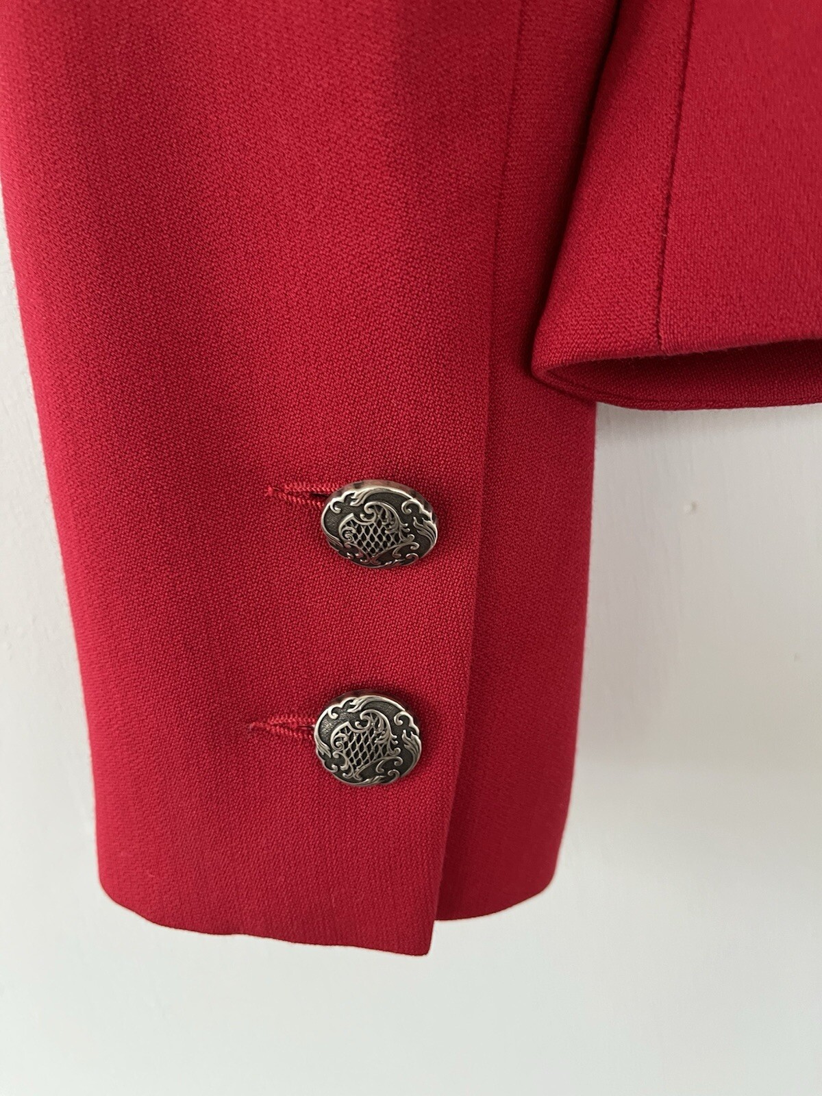 Chloe A/W 1990 Vintage Red Runway Jacket Coat Martine Sitbon Silver Buttons