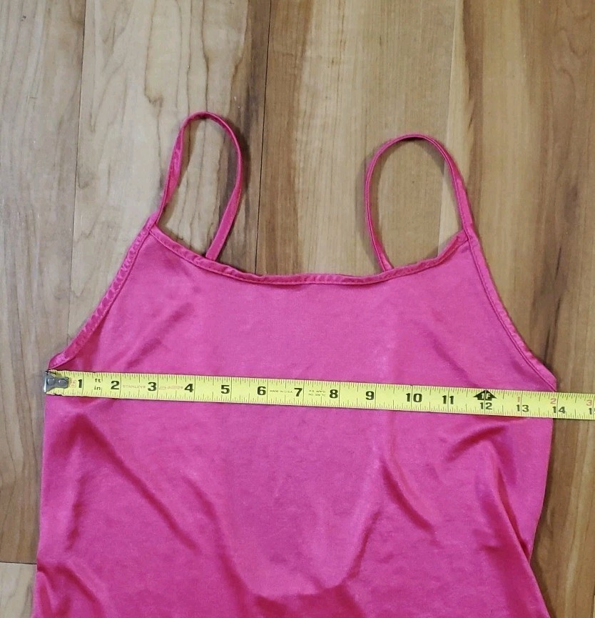Vtg Romantic Moods Slip Dress S/M Liquid Satin Hot Pink Mini Solid Y2K Barbie