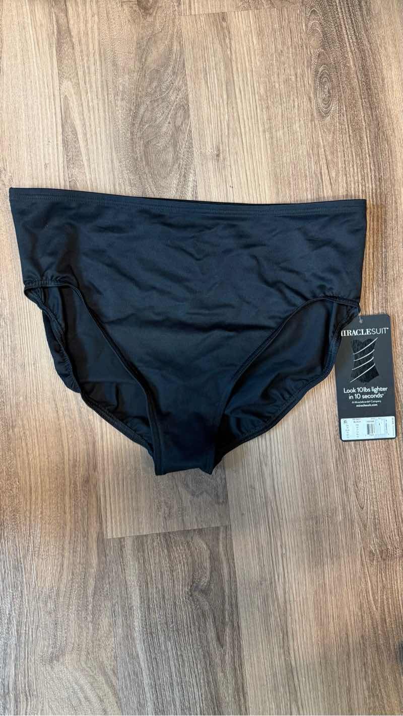 Miraclesuit Womens Basic Pant High Waist Bikini Bottom Black 6516601 Size 18 NWT