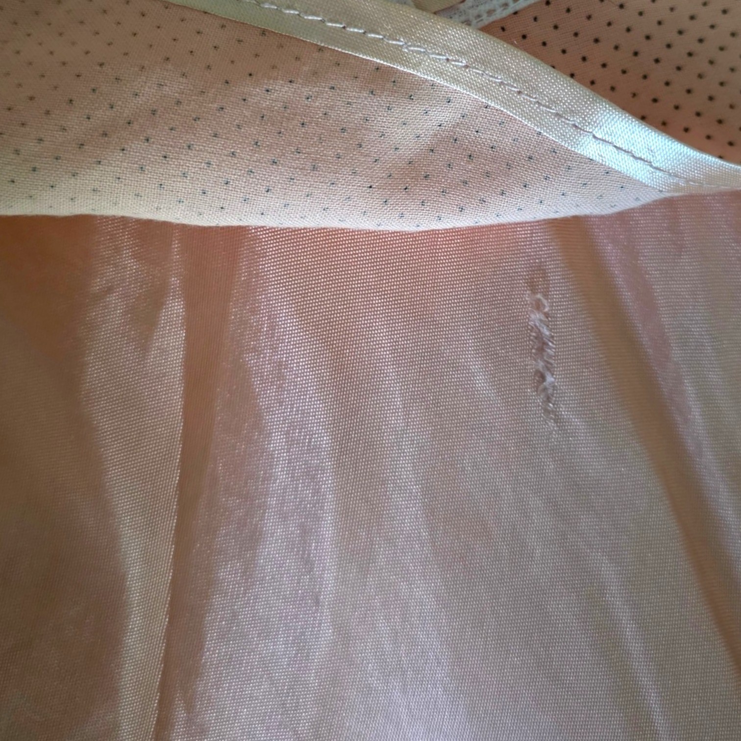 Vintage Emmanuel Schvili Peach Swiss Dot Drop Waist Tiered Coquette Summer Dress
