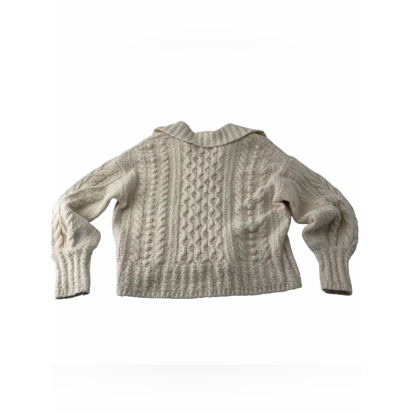 Madewell Cotton-Merino Wool Blend Cable-Knit Boho Sweater Timeless Classic Sz S