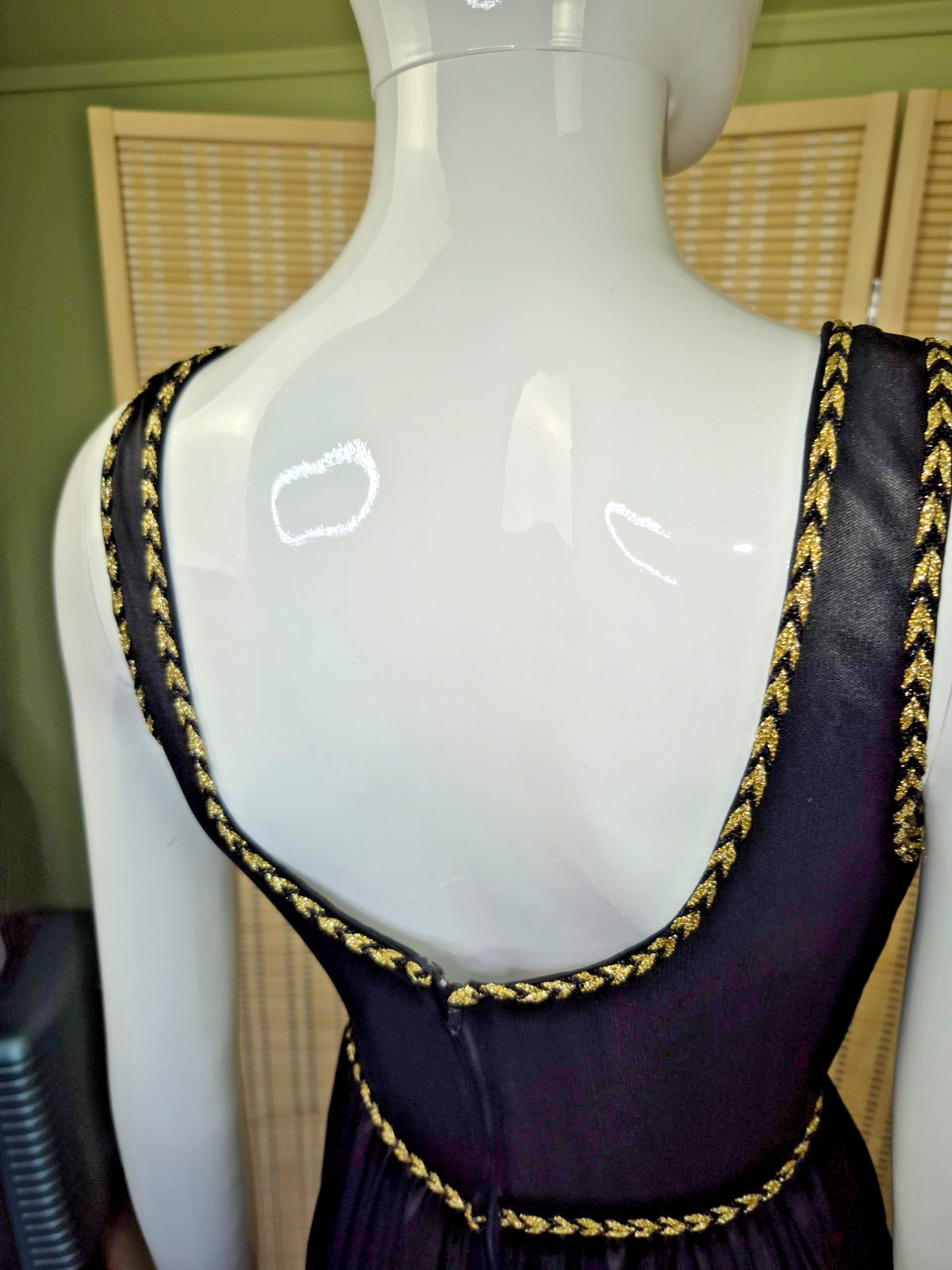 RARE VTG 70s Disco Karida Sheer Black Dress Long Studio 54 Glamour Small Sz 4-6