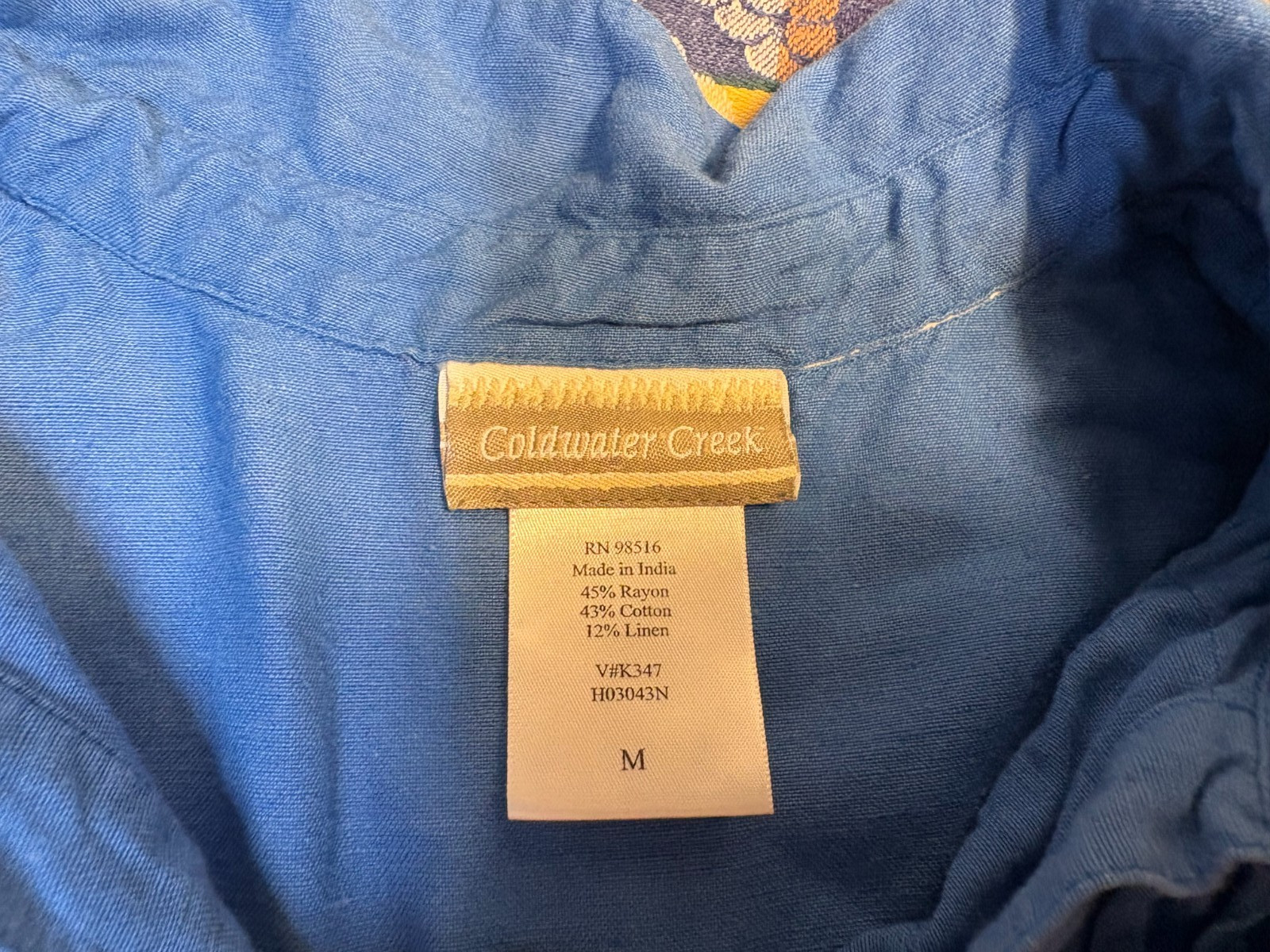 Coldwater Creek Blue Midi Dress Women&rsquo;s M Waist Tie Short Sleeve Vintage