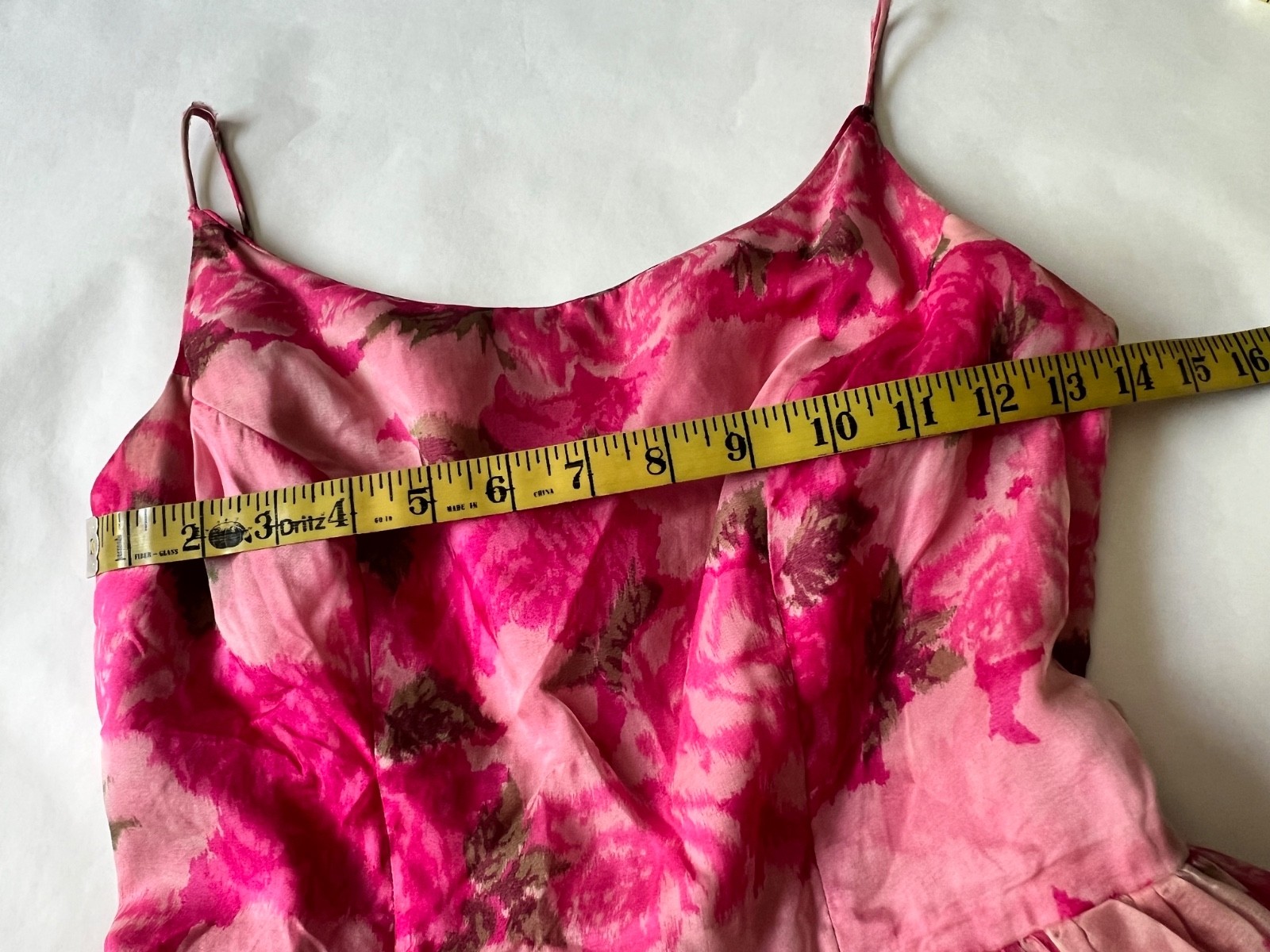 VTG 50&rsquo;s Saks Fifth Avenue Pink Floral Bubble Hem Dress SZ XS/S 24 inch Waist