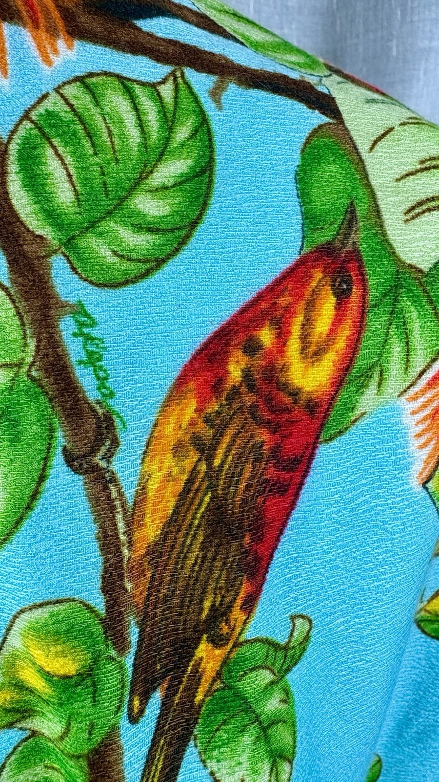 Vintage 60s Elsie Krassas Hawaiian Dress Shirt Barkcloth Tiki O Tea Timer M L